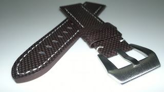 22/22 Dark Brown Chequered Design Leather Strap