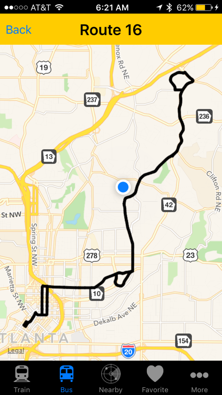 that s when they show up on the map in the first place this is the current map for route 16 the bus that goes south on highland to downtown that s when they show up on the map in the first place this is the current map for route 16 the bus that goes south on highland to downtown