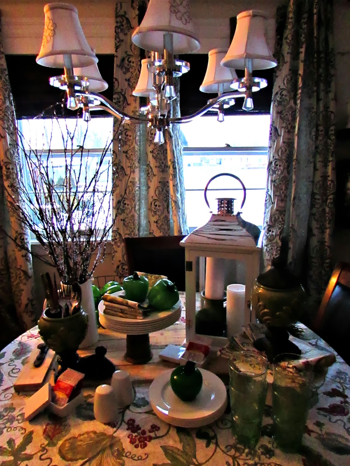 Morning Light ~ Green and White Dishes Tablescape