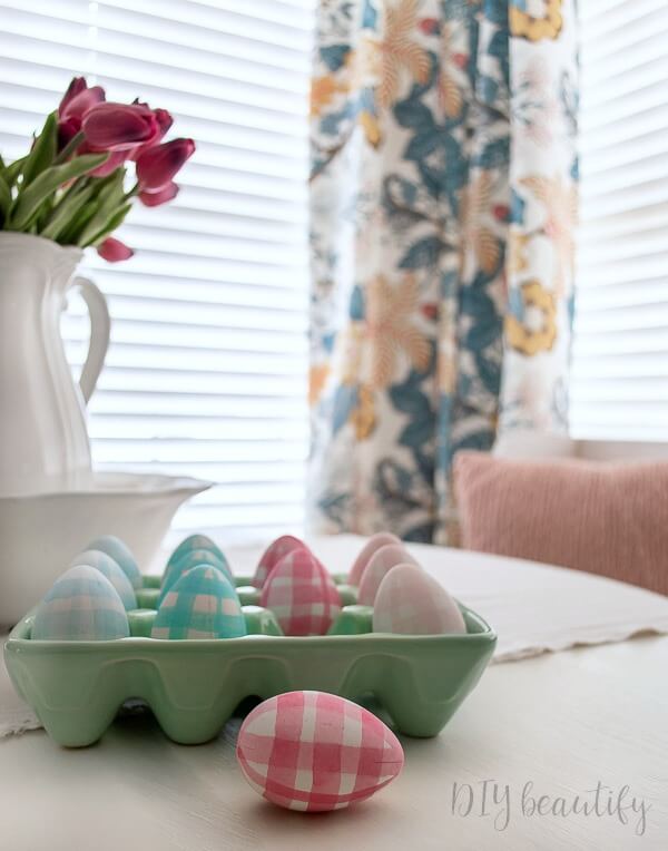 watercolor gingham Easter eggs