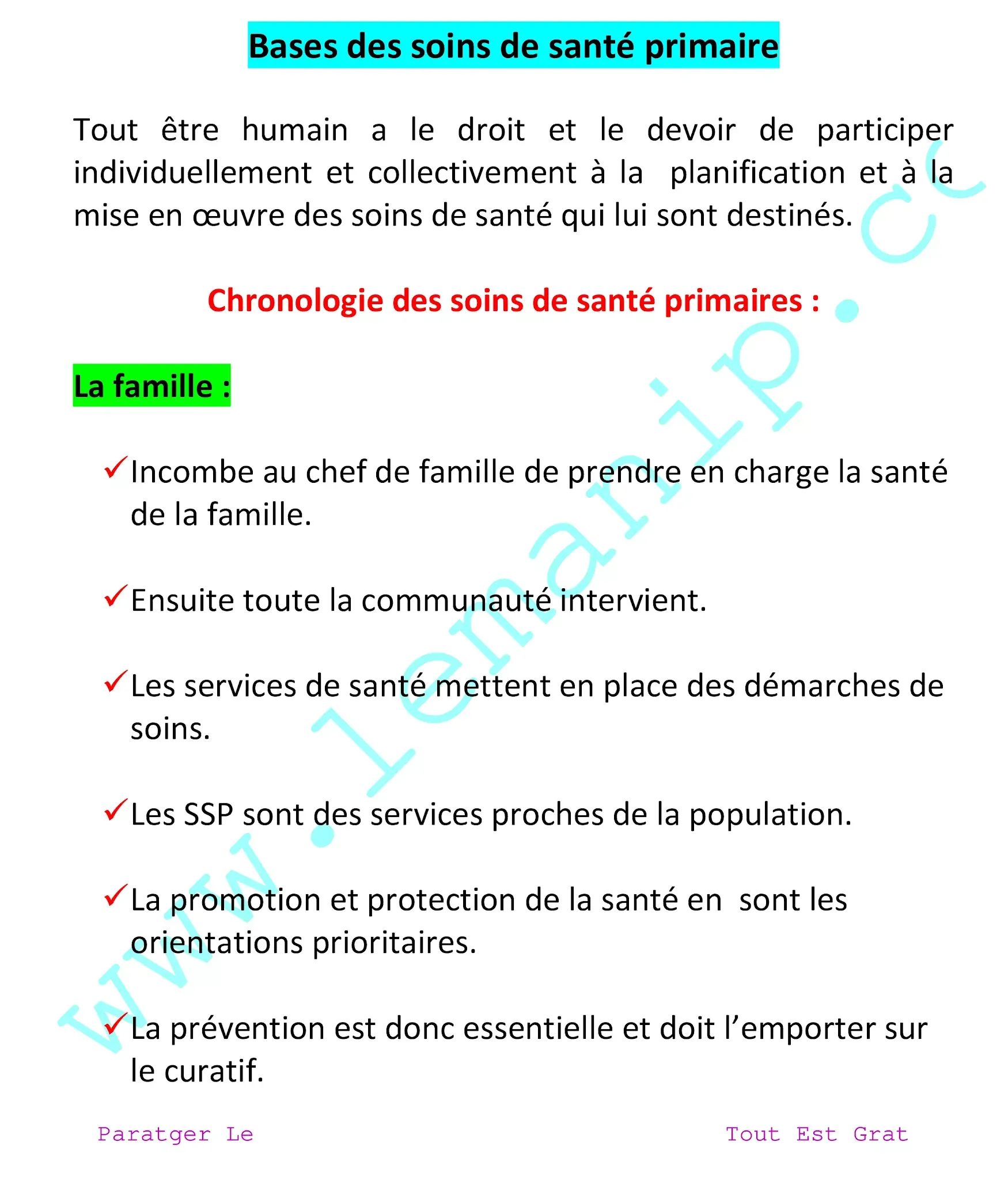 Bases des soins de santé primaire