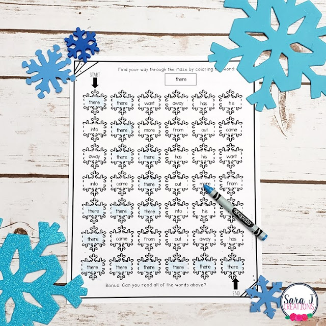 Add this to your list of sight word games and activities. FREE snowflake themed sight word mazes. Perfect for teaching new sight words or to practice sight words at any age - preschool, kindergarten and beyond.