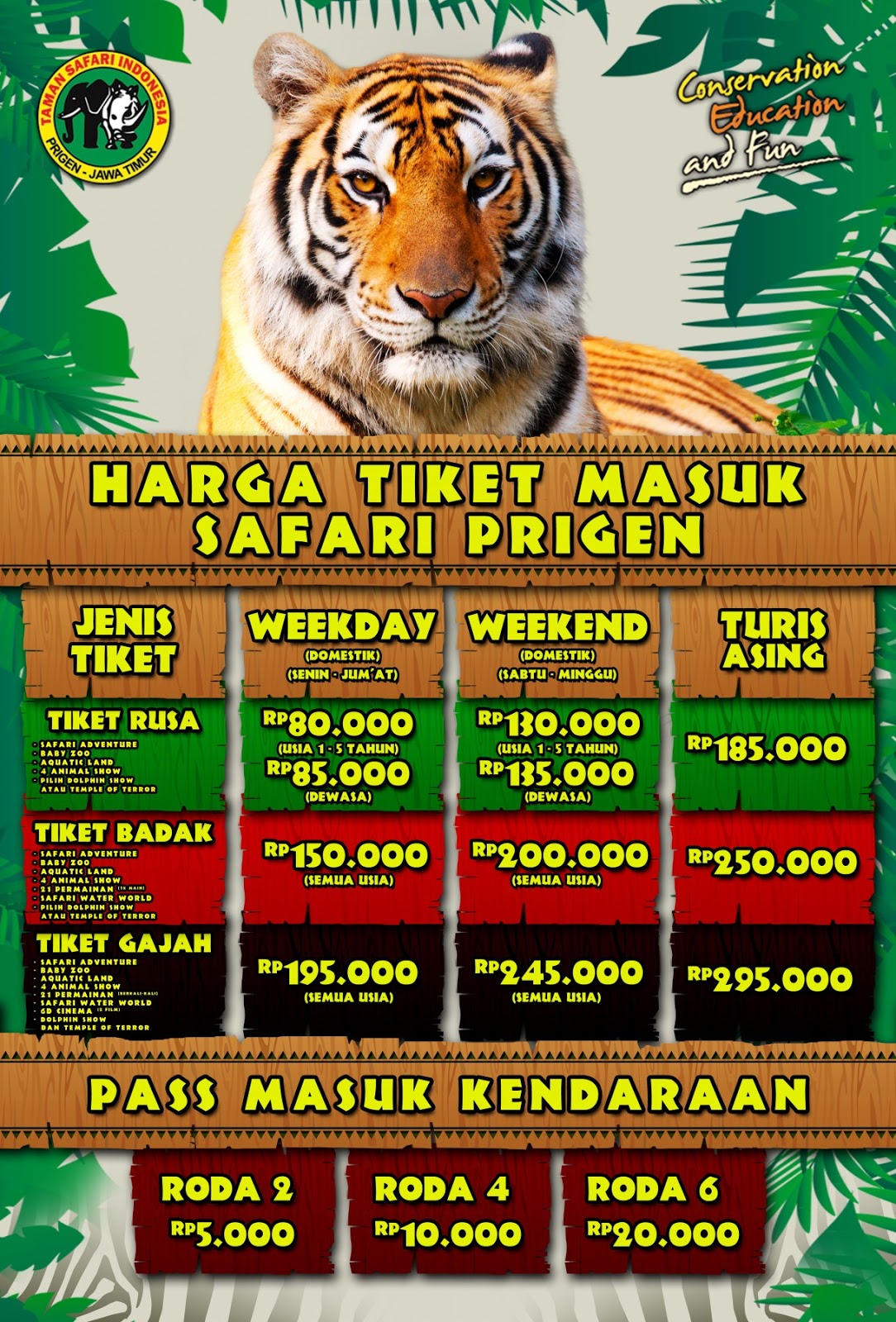 daftar harga tiket masuk taman safari