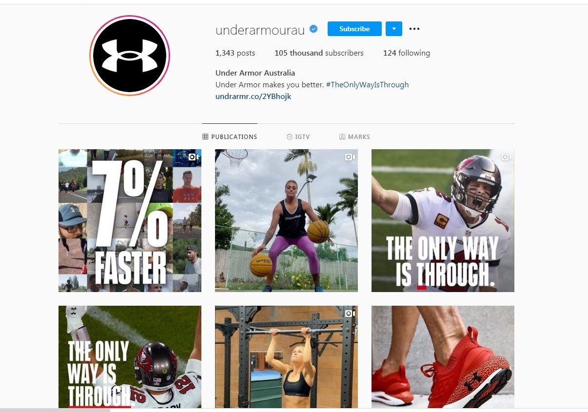 Under Armour Australian Instagram Profile