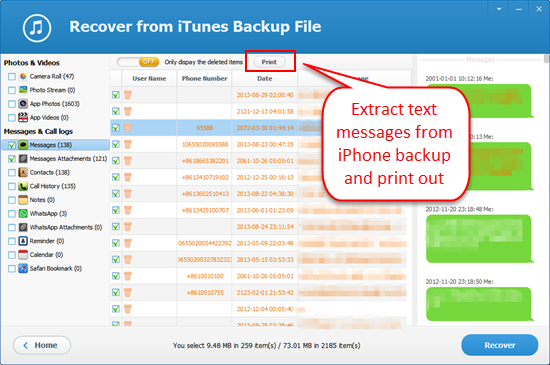 text message extractor iphone