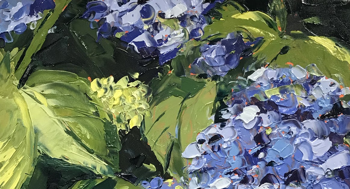 Ann Gorbett Palette Knife Painting High on Hydrangeas
