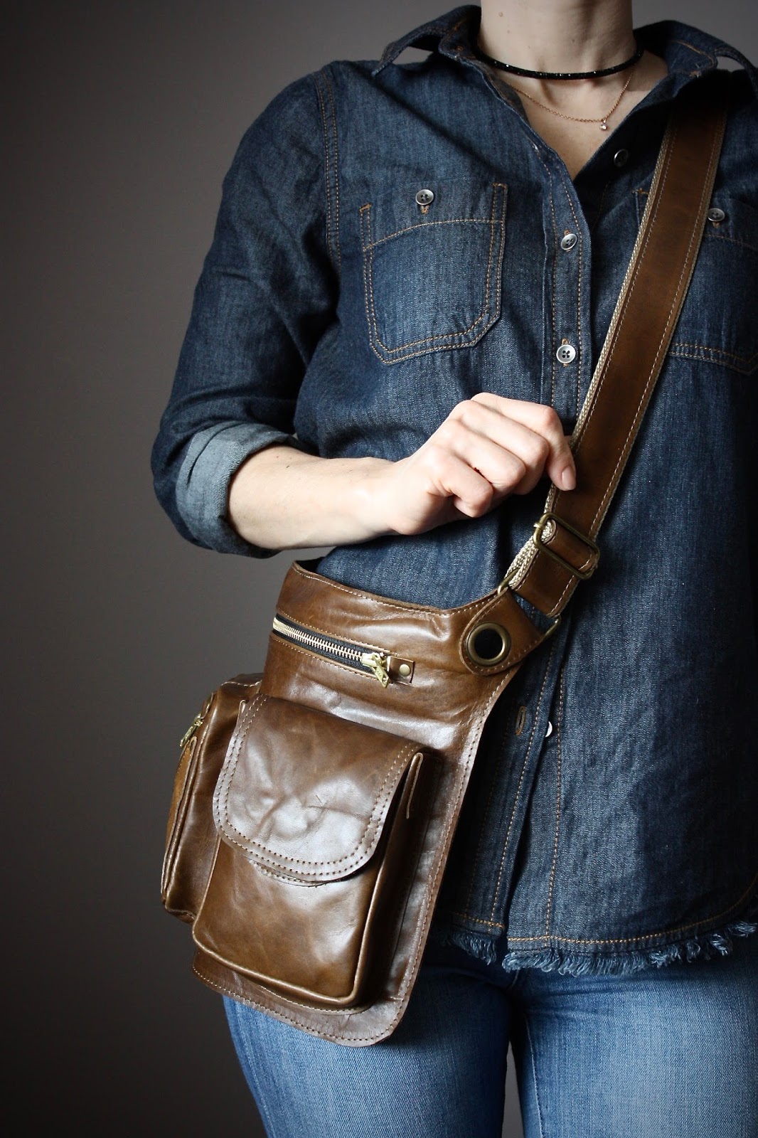 Laboratory of Fashion Vintage Oak Belt Bag, 4 Pocket Belt Bag, Bum Bag