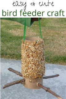 Picture of a bird feeder made with a toilet paper roll