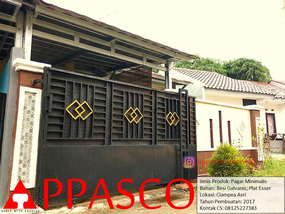 Pagar Rumah Dorong Model Minimalis Besi Galvanis Plat Esser di Ciampea
