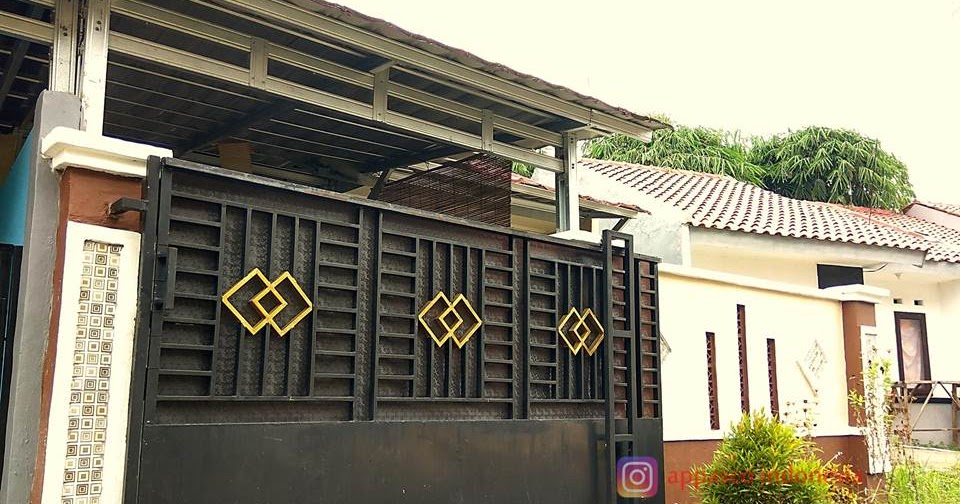 Pagar Rumah Dorong Model Minimalis Besi Galvanis Plat Esser di Ciampea