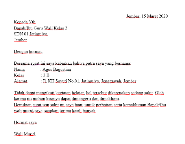 8 Contoh Surat Izin Sakit Sekolah Kuliah Amp Kerja Yang Baik