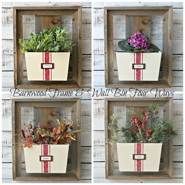 Thrift Shop Wooden Wall Bin & Barn Wood Frame Project Organized Clutter