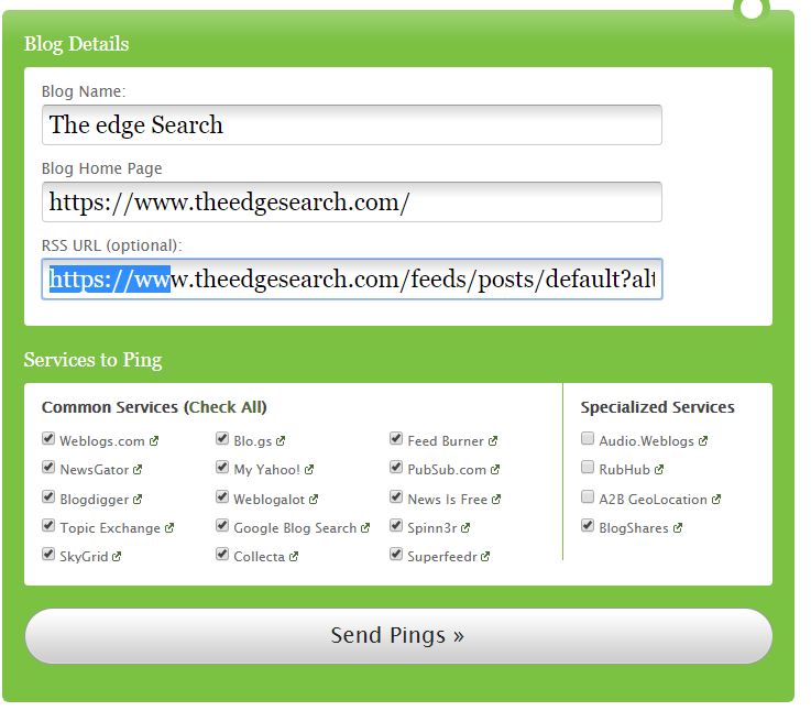 Ping over 20 top search engines in less than 1 second