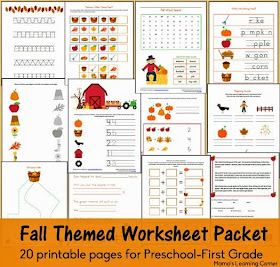 Daily Autism Freebie: Fall Worksheet Packet for Preschool-First Grade