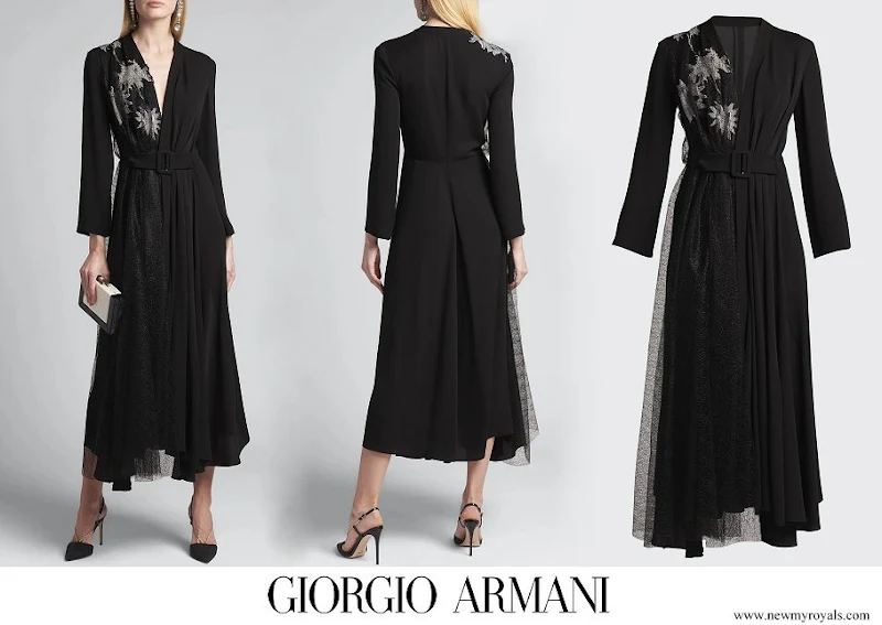 Meghan Markle wore Giorgio Armani Belted Floral Print Silk Midi Dress