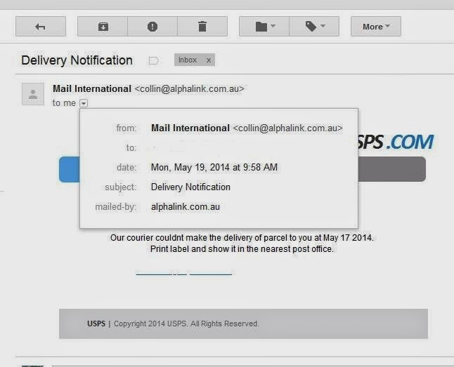 Caffeine Security Targeted Malware Attacks Against USPS Customers