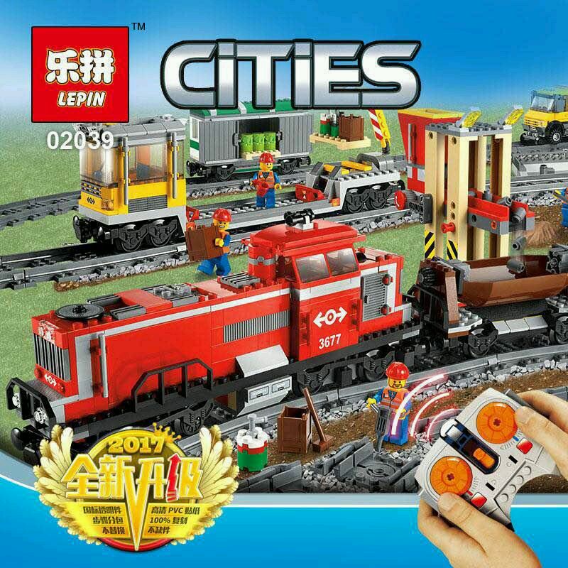 Lepin 02039 Remote Controlled Red Cargo Train Build