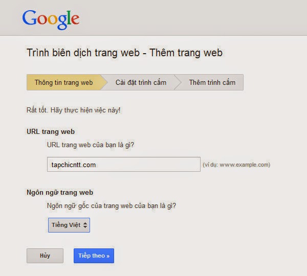 Tích hợp Google Translate vào Blogger