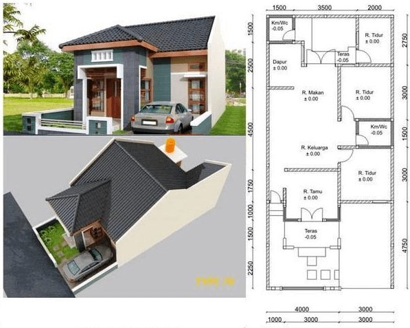 50 Denah Rumah  Minimalis Tanpa  Garasi  Mobil Motif Minimalis