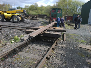 The 45' rails were loaded across 2 bogies