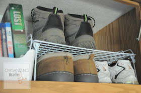 Wire stacking shelf rack to hold shoes :: OrganizingMadeFun.com