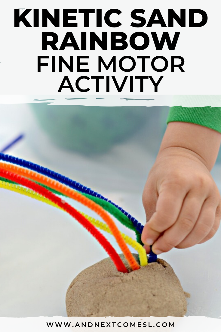 This kinetic sand rainbow activity is perfect for preschool kids and toddlers to work on fine motor skills