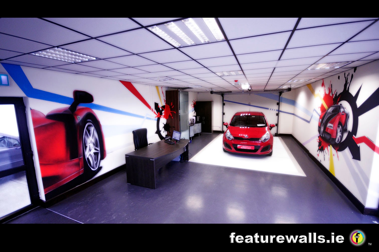 Mural Painting Professionals featurewalls.ie CAR SHOW ROOM STREET ART