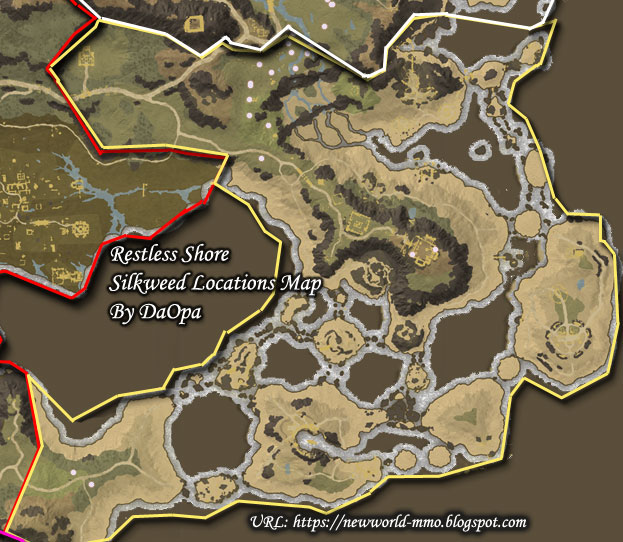 New World Restless Shore silkweed map