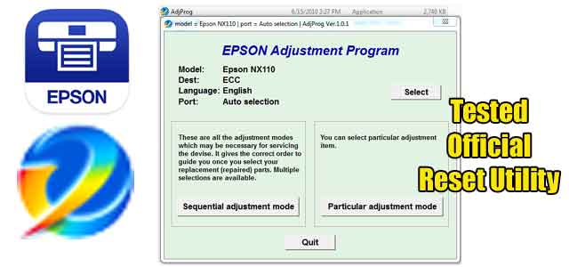 Epson Printer Reset : Epson Stylus NX110 Adjustment program (Reset Utility)