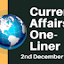 Current Affairs One-Liner: 2nd December 2019