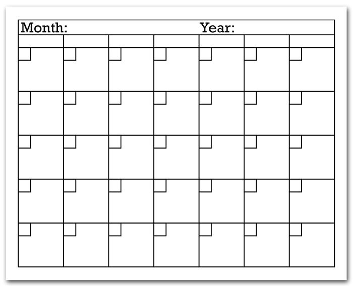 Blank Calendar Sheets Printable Blank Calendar Printable 2023