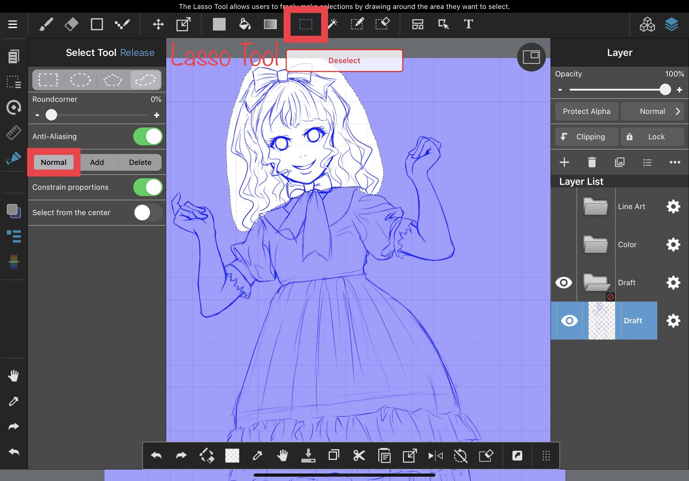 How to use lasso tool in medibang paint