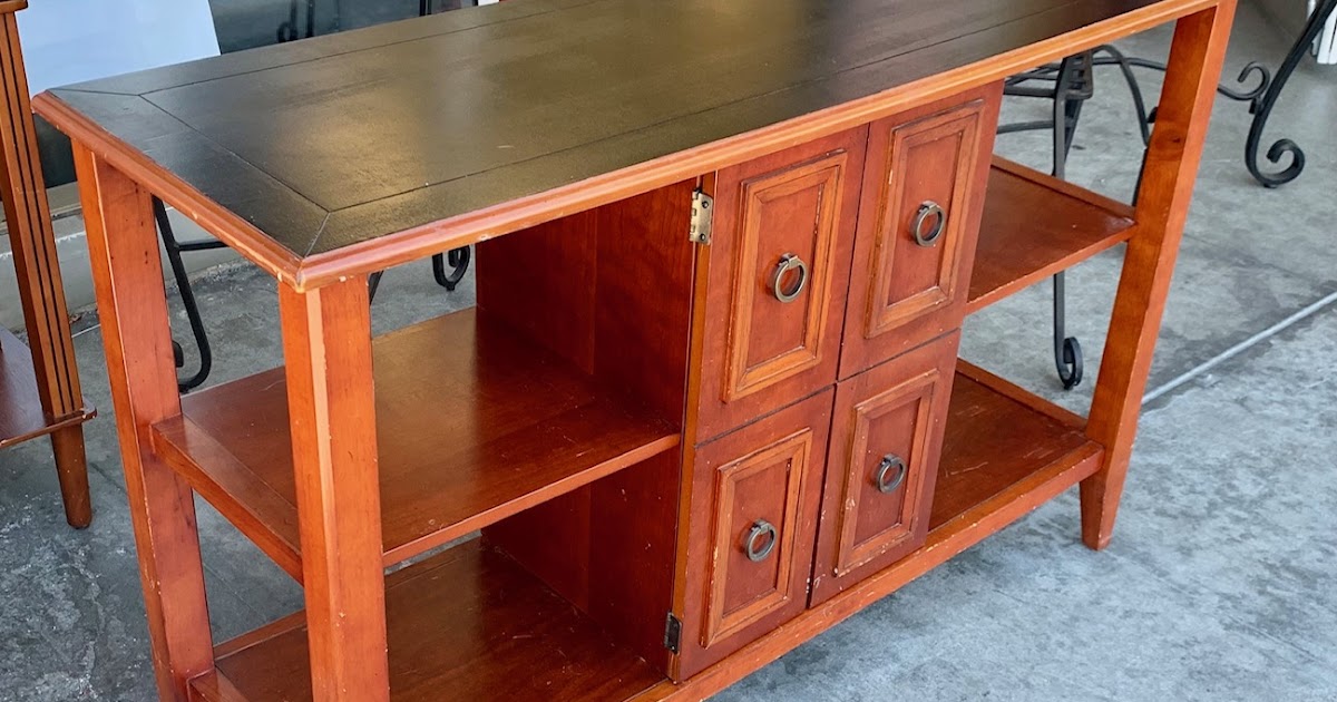 UHURU FURNITURE & COLLECTIBLES SOLD 105993 Black Top Wooden Low Shelf with 2 Doors + 1