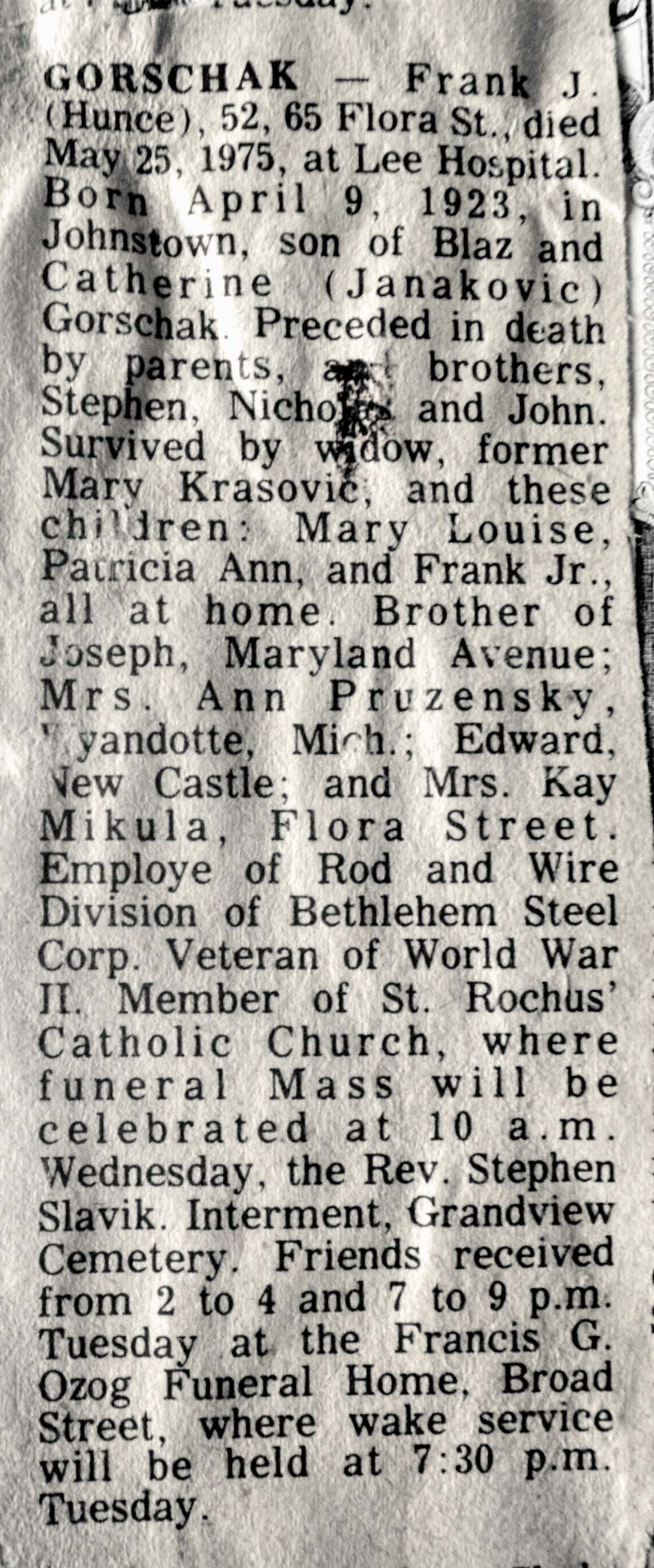 Vintage Johnstown Some Obits from 1978