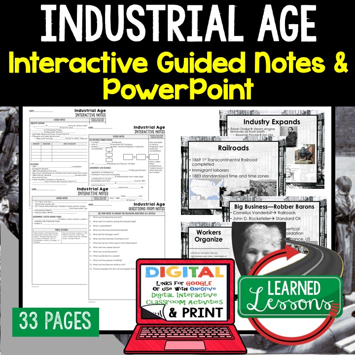 American History Guided Notes and PowerPoints with Digital Graphic