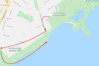 Map of the shoreline below the cliffs in Scarborough Crescent Park
