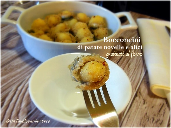 bocconcini di patate novelle e alici gratinati al forno