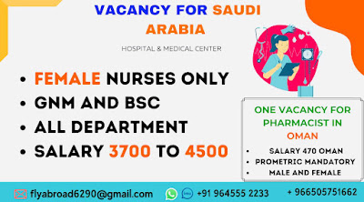 Urgently Required Nurses for Hospitals & Clinics Saudi Arabia