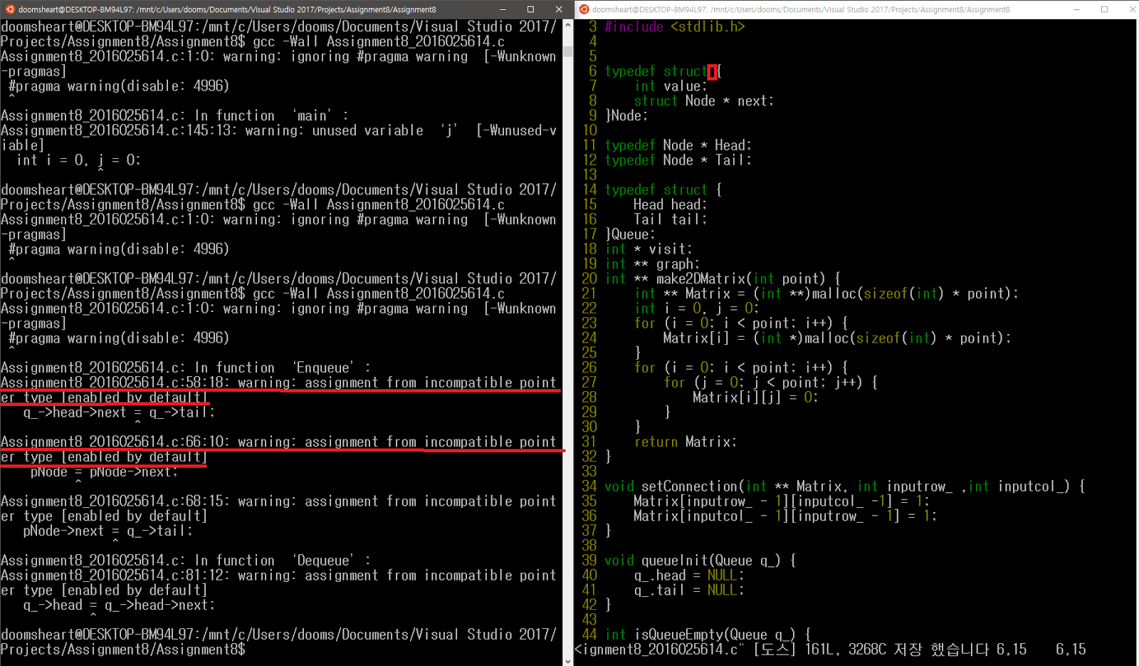 c assignment from incompatible pointer type