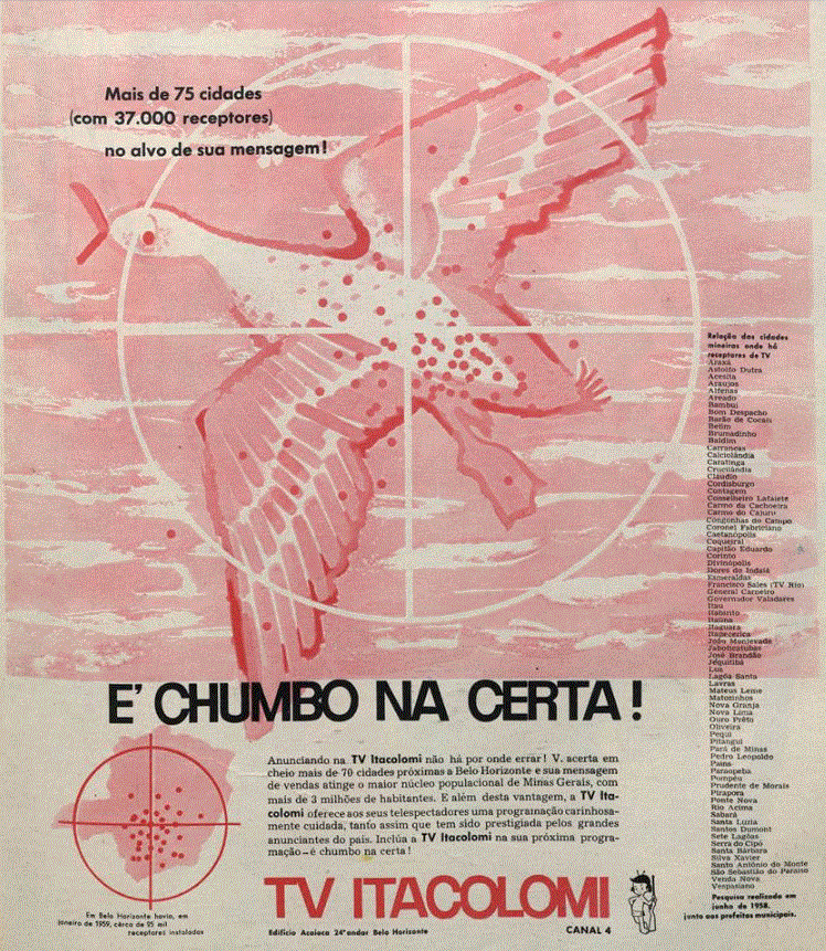 Anúncio de 1959 promovendo a TV Itacolomi de Belo Horizonte