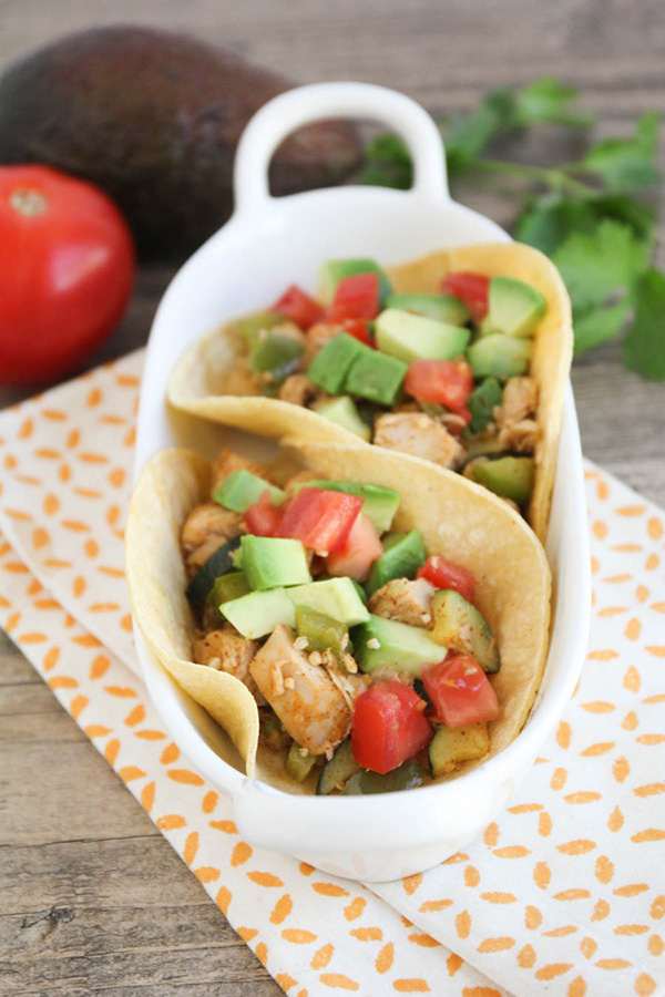 The Baker Upstairs chicken veggie tacos