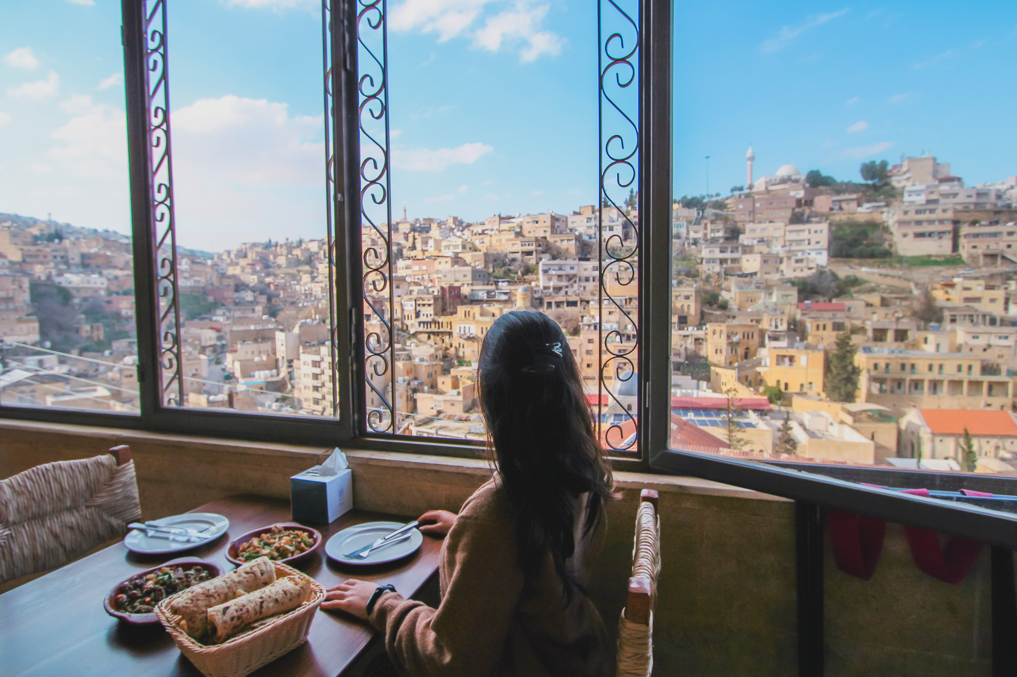 Meal at Beit Aziz Restaurant with a view to As-Salt