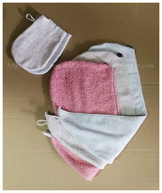 Towel Hair Turban and Towel Bath Glove
