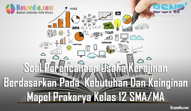 Soal Perencanaan Usaha Kerajinan Berdasarkan Pada  Kebutuhan Dan Keinginan Mapel Prakarya Kelas 12 SMA/MA