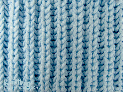 Fisherman’s rib pattern makes a fabric with a ribbed appearance but with more depth and softness than a standard rib. This stitch is the same on both sides.