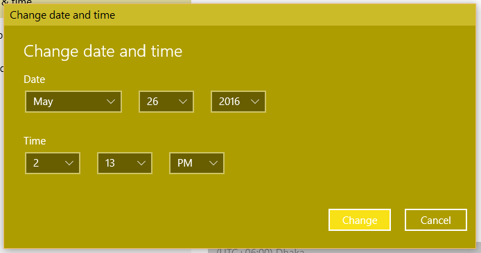 Change date and time on Windows 10
