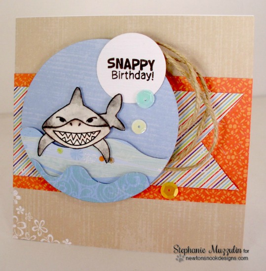 Shark card by Setphanie Muzzulin | Shark Bites Stamp set by Newtons Nook Designs