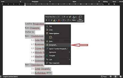 Cara Klik Kanan Membuat Daftar Isi