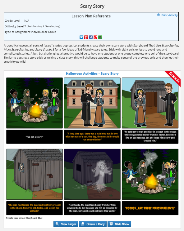 The Library Voice: 7 Halloween Activities From Storyboard That!