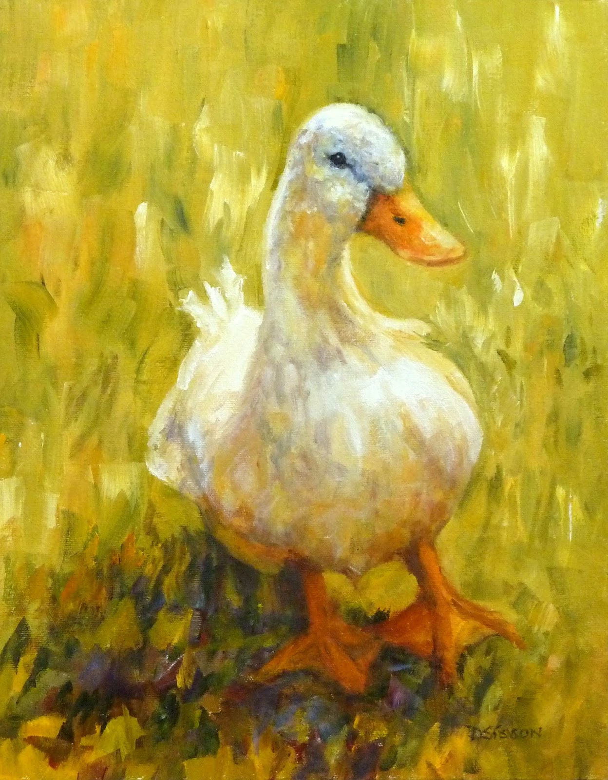 Daily Painting Projects: Sunny Side Duck Oil Painting Farm Animal Art ...